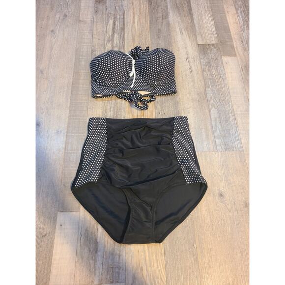 Unknown brand large womens two piece high waisted polka dot swimsuit - Picture 1 of 6